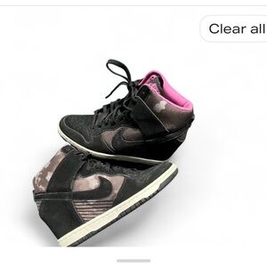 Women's Black and Pink High-Top Sneakers